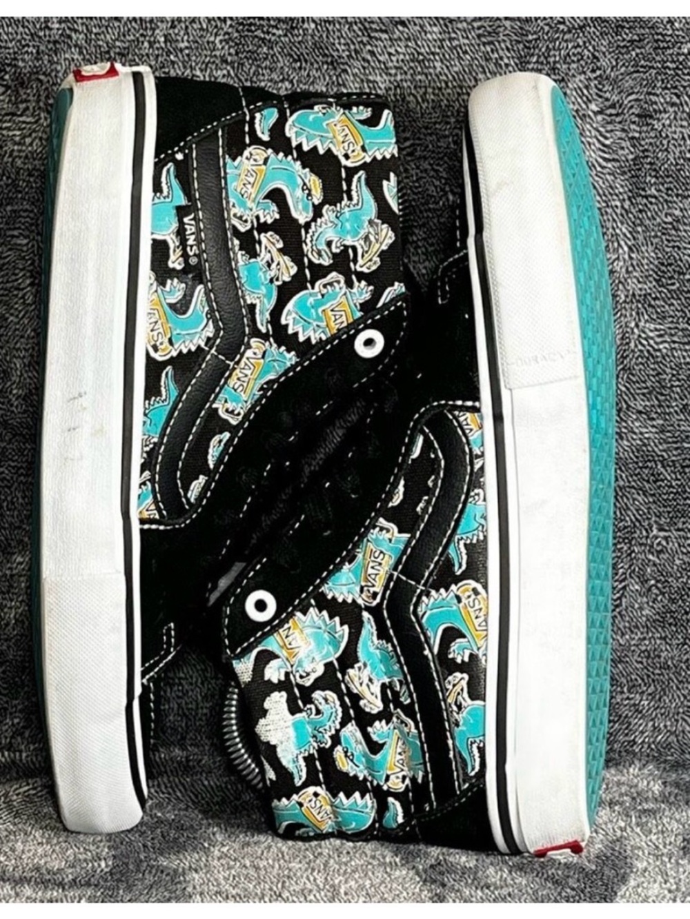 Vans Black High-Top Sneakers with Teal Cartoon Print